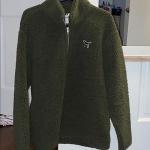 Army green Pink Sherpa pull over
